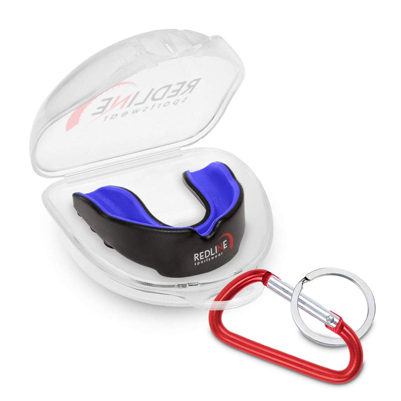 [Australia - AusPower] - Redline Sportswear Custom Molded Mouthguard w/Case | Youth - Adult - Braces | Best Protection for MMA, Boxing, BJJ, Lacrosse, Football, Hockey and Other Sports | BPA Free Blue & Black 