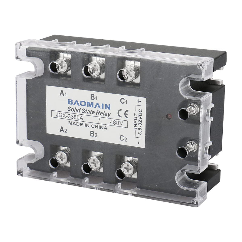 [Australia - AusPower] - Baomain 3 Phase Solid State Relay JGX-3380A 3.5-32 VDC Input 480VAC 80 Amp Output DC/AC 