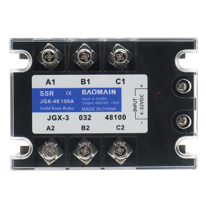[Australia - AusPower] - Baomain 3 Phase Solid State Relay JGX-48100A 4-32 VDC Input 480VAC 100 Amp Output DC/AC 
