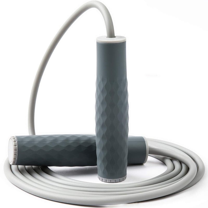 [Australia - AusPower] - Weighted Jump Rope Workout-1LB Professional Skipping Rope with Adjustable Length and Silicone Comfortable Grips,Heavy Jumpropes Adults Fitness Women Men,Cardio Boxing Endurance Training Exercise Gray 