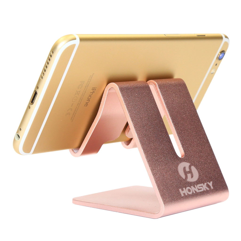 [Australia - AusPower] - Honsky Solid Portable Universal Aluminum Desktop Desk Stand Hands Free Mobile Smart Cell Phone Holder Tablet Display Stand, Rose Gold Rose Golden 