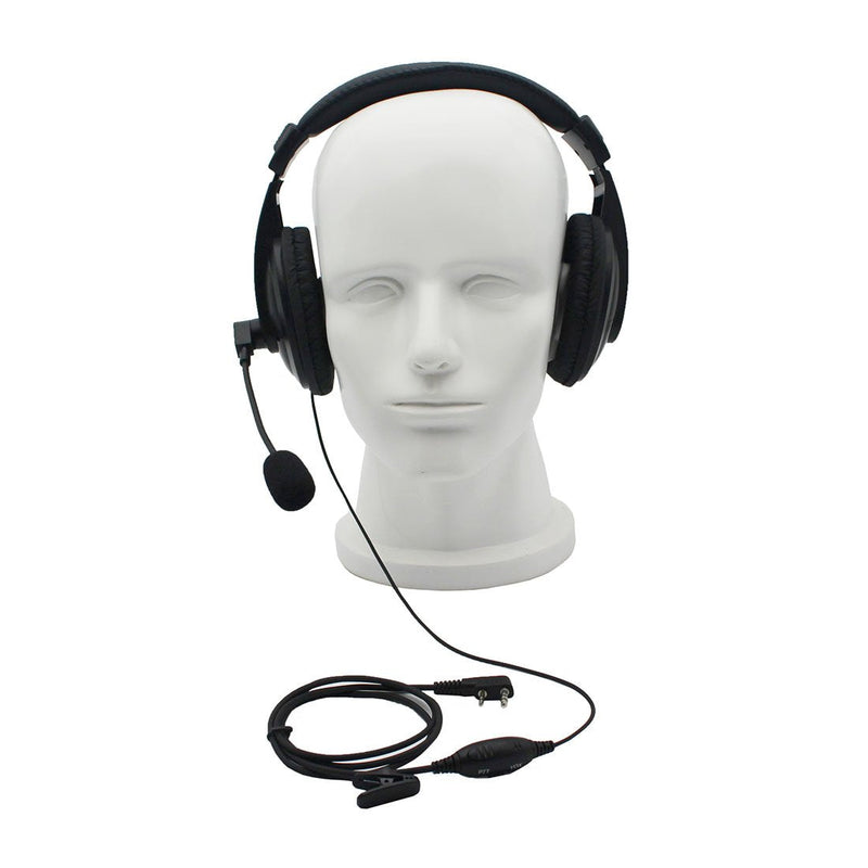 [Australia - AusPower] - GoodQbuy Professional Noise Cancelling Radio Overhead Headsets Headphones with VOX-PTT Boom Mic is Compatible with 2 Pin Kenwood Baofeng UV-5R Puxing Quansheng Wouxun HYT Nexedge Puxing Two Way Radio 
