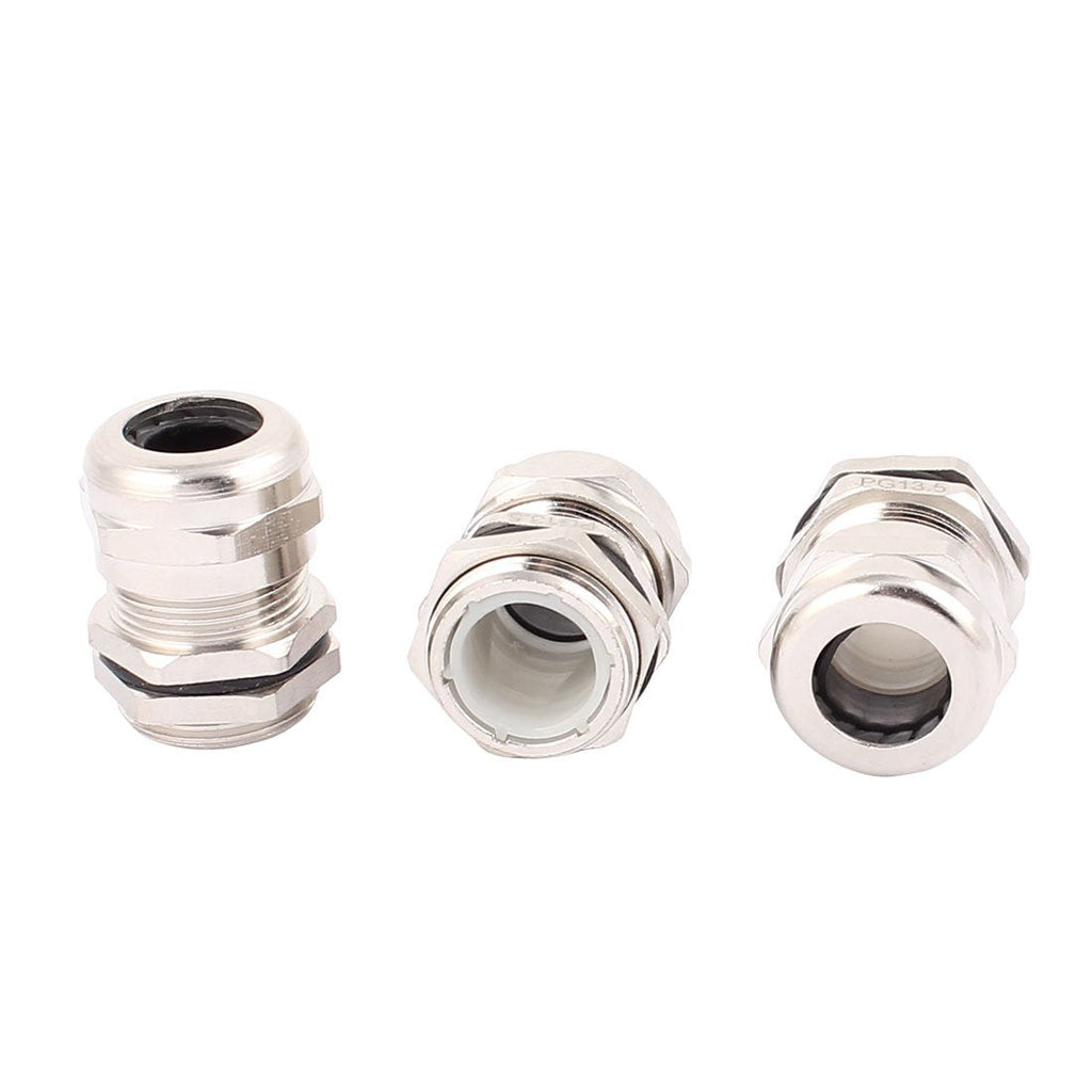 [Australia - AusPower] - uxcell 3 Pcs PG13.5 Cable Gland Stainless Steel Waterproof Connector Fastener Locknut Stuffing for 6-12mm Dia Wire 