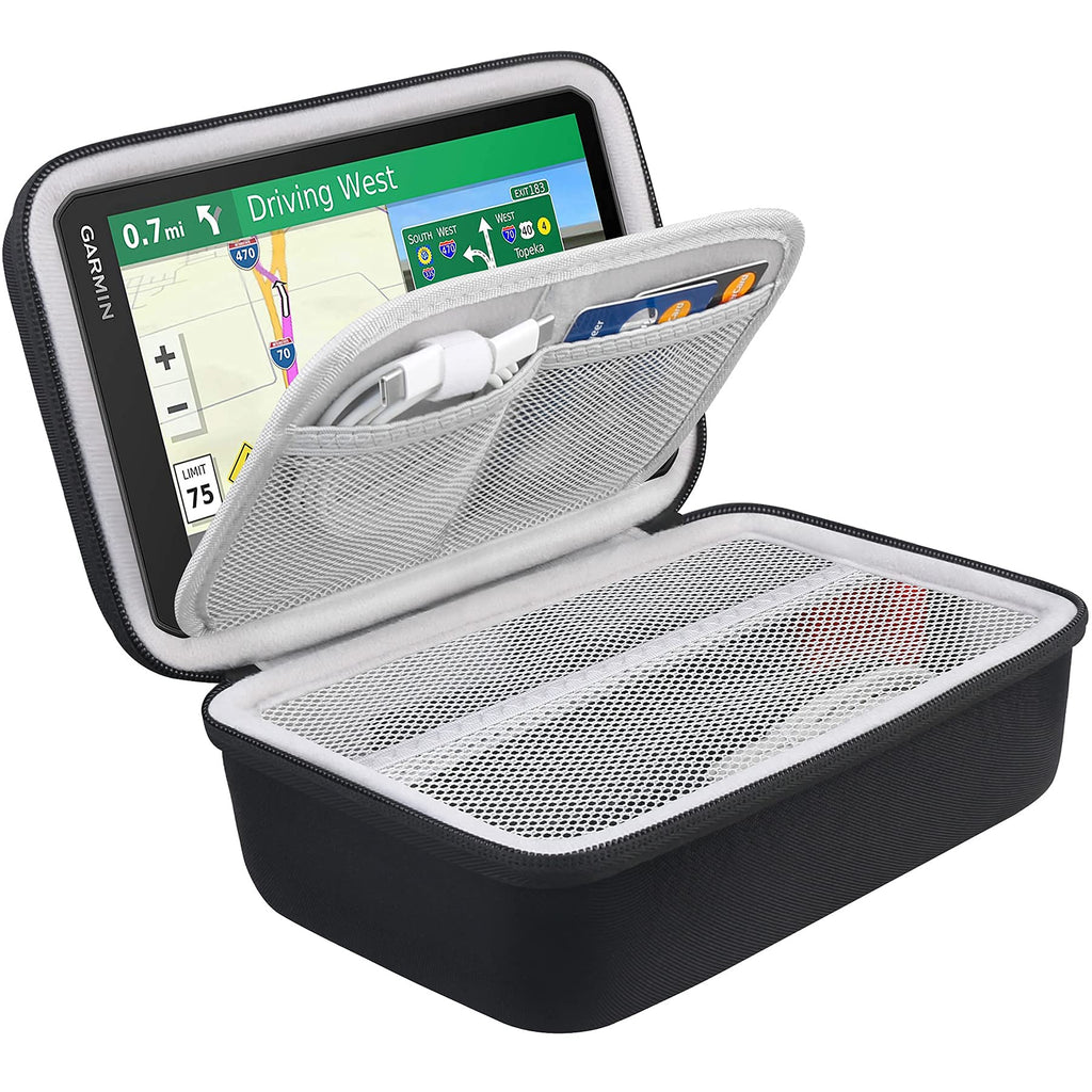 [Australia - AusPower] - BOVKE Hard GPS Case Compatible with 6-7 Inch Garmin DriveSmart 65/61 LMT-S, Nuvi 2797LMT Drive 61/60 Nuvi 2757LM GPS Navigator System, Extra Room for Car Chargers, Friction Mounts, USB Cables, Black Black + Inside Gray 