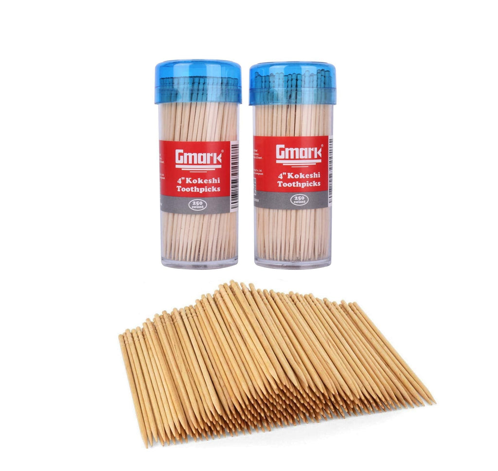 [Australia - AusPower] - Gmark Premium 4" Kokeshi Toothpicks Skewers 500ct (2 Packs of 250) Extra long toothpicks for appetizers GM1034 4 Inch 