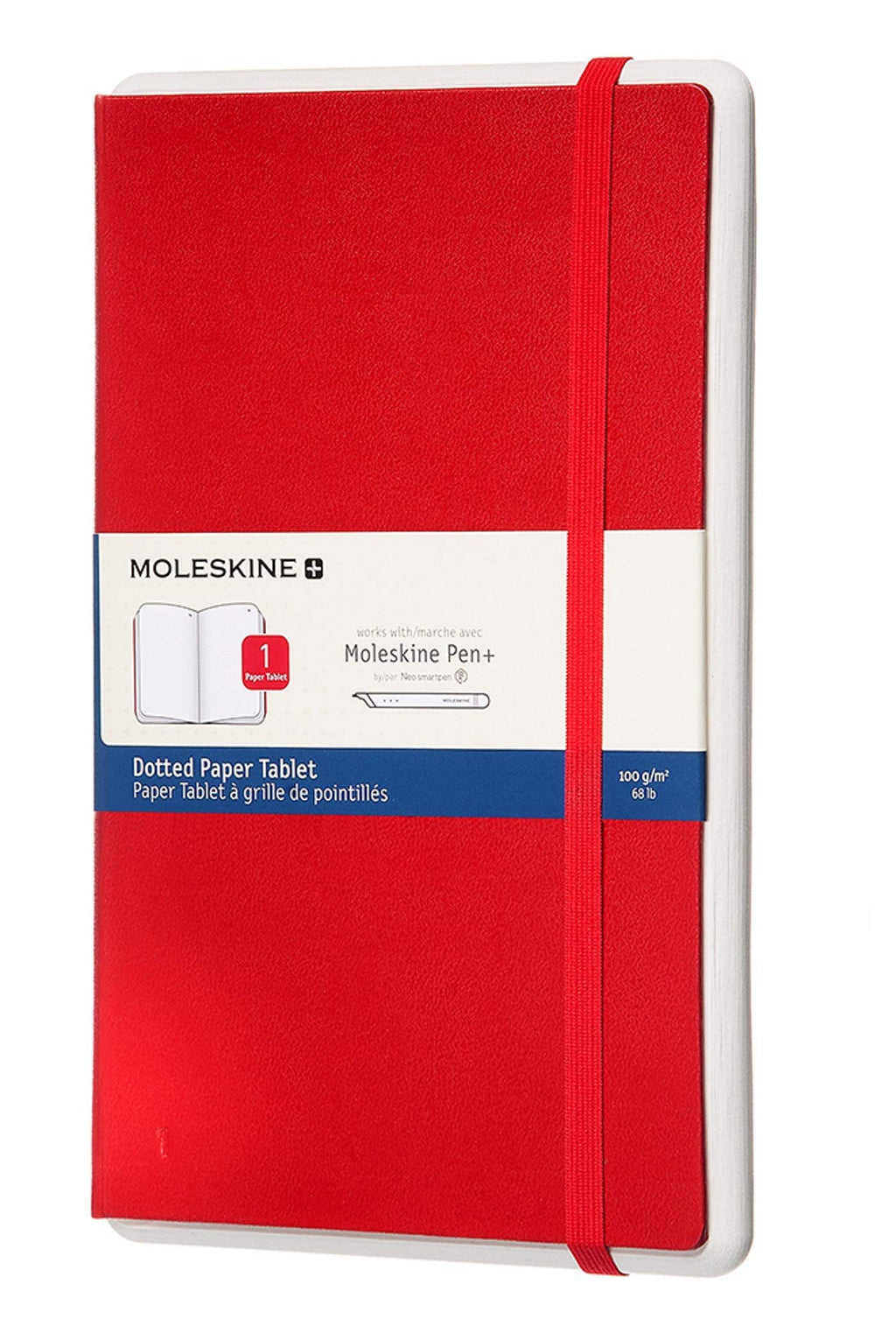 [Australia - AusPower] - Moleskine Paper Tablet Hard Cover Smart Notebook, Dotted, Large (5" x 8.25") Scarlet Red - Compatible w/ Moleskine Pen+ Ellipse (Sold Separately) & App, Digitize, Organize Notes 