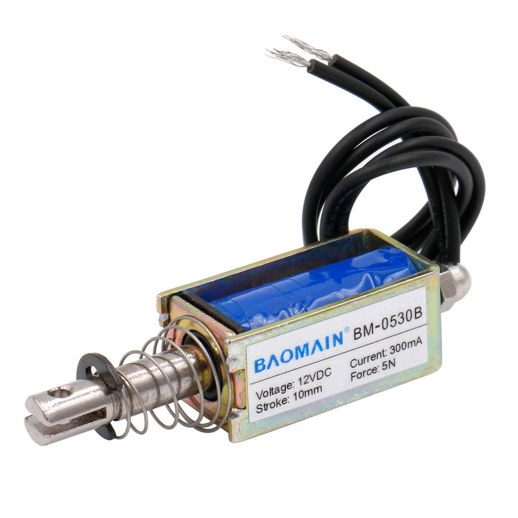 [Australia - AusPower] - Baomain Solenoid Electromagnet BM-0530B DC 12V 1A 10mm 5N PushPull 