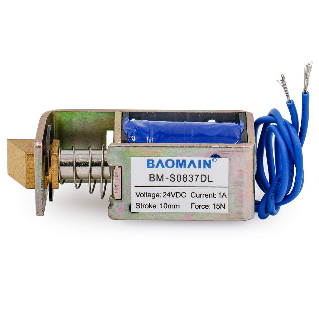 [Australia - AusPower] - Baomain Solenoid Electromagnet BM-S0837DL DC 24V 1.4A 15N 10mm Open Frame Pull Type Door Lock 