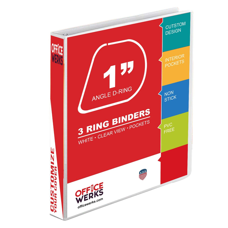 [Australia - AusPower] - 3 Ring Binder, 1" Angle D-Rings, White, Clear View 1 Inch 