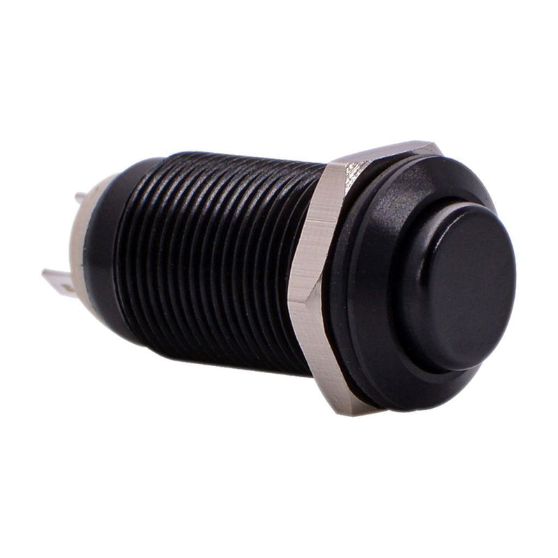 [Australia - AusPower] - Latching Push Button Switch, URTONE UR129, 1NO ON/Off DC/AC 36V 2A Aluminum Alloy Metal Shell Suitable for 12mm 1/2" Mounting Hole (Black) Black 