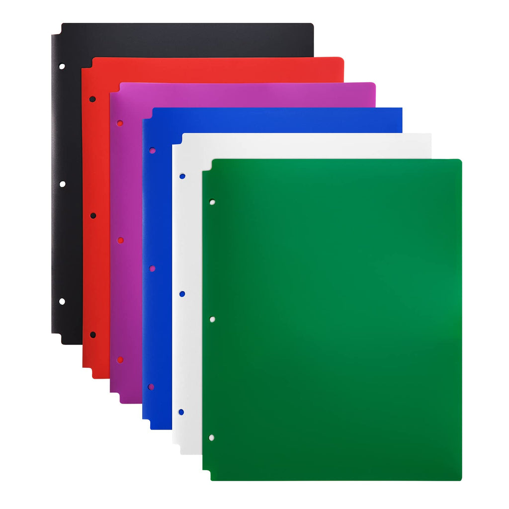 [Australia - AusPower] - Comix Plastic Folders with Pockets,Poly 2 Pockets File Folder with 3 Holes Letter Size, Fits 3 Ring Binder for Office School Folders - 12 Pack 6 Assorted Colors 