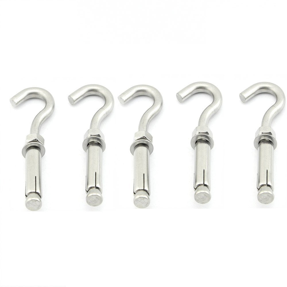 [Australia - AusPower] - Yasorn M8 Open Cup Hook Screw Stainless Steel Expansion Heavy Duty Bolts Pack of 5 
