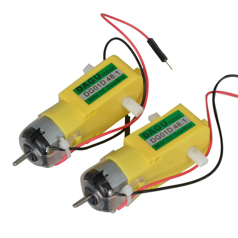 [Australia - AusPower] - Dagu HiTech Ele DG01D-W/LEADS Gear Motor Pair with Leads and Breadboard Pins, 90 Degree Shaft 