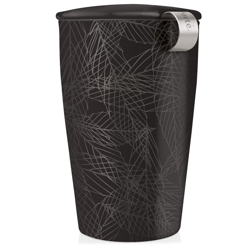 [Australia - AusPower] - Tea Forte Kati Cup Noir, Ceramic Tea Infuser Cup with Infuser Basket and Lid for Steeping Loose Leaf Tea 
