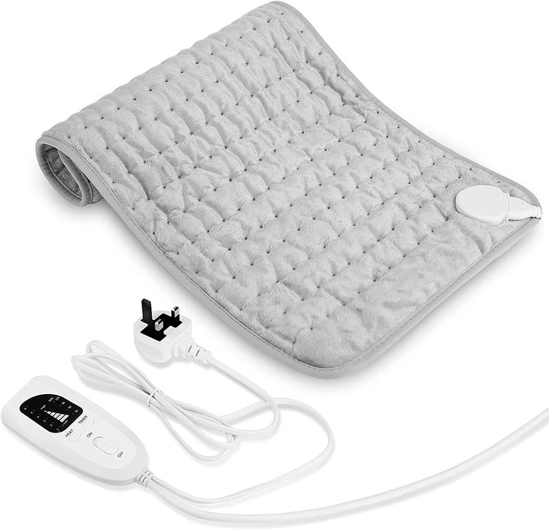 [Australia - AusPower] - Pure Enrichment® PureRelief™ XL Heating Pad - LCD Controller with 6 InstaHeat Settings for Cramps, Back, Neck, & Shoulder Pain Relief, Moist Heat Option, Machine Washable, 12" x 24" Storage Bag (Gray) Gray 