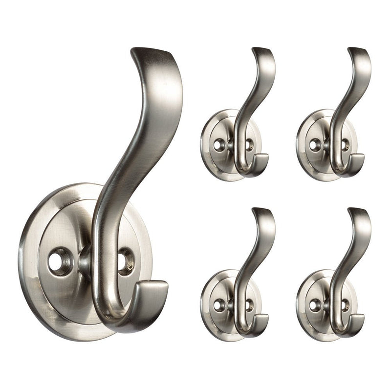 [Australia - AusPower] - Franklin Brass Coat and Hat Hook with Round Base Wall Hooks 5-Pack, Satin Nickel, B42307M-SN-C 5 Pack 