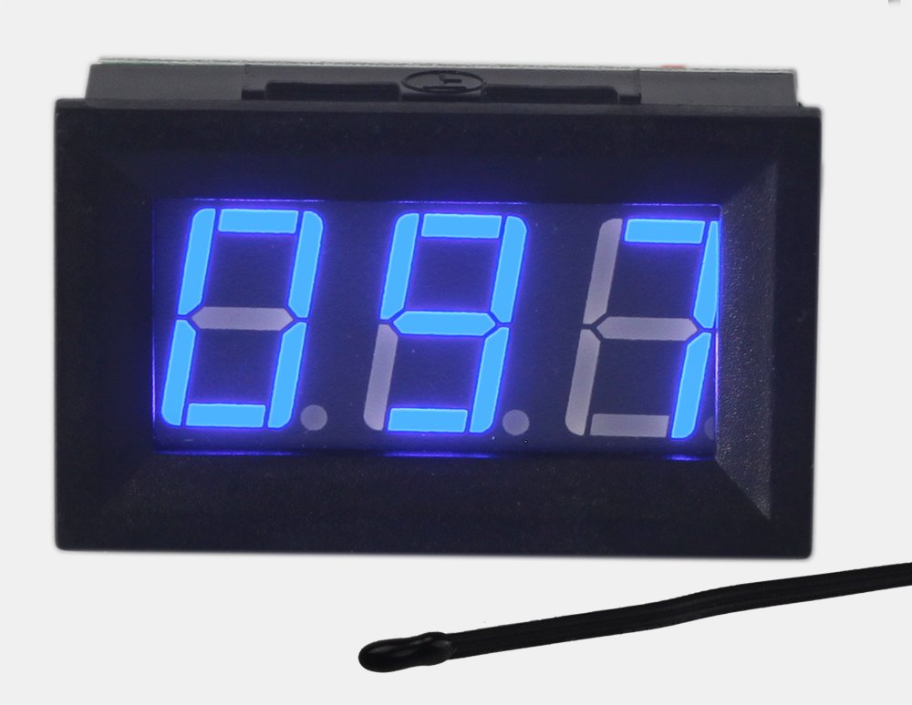 [Australia - AusPower] - UCTRONICS 0-167°F Fahrenheit Digital Temperature Meter Blue LED Display MF55 Type NTC Thermistor Temp Sensor 2-Wires Reverse Polarity Protection with Black Case 