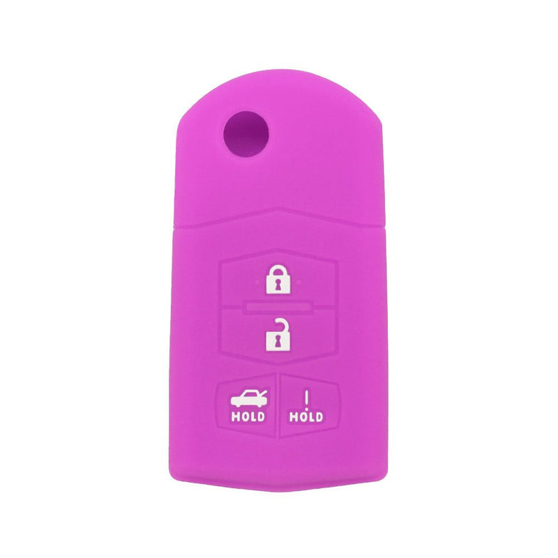[Australia - AusPower] - SEGADEN Silicone Cover Protector Case Holder Skin Jacket Compatible with MAZDA 4 Button Flip Remote Key Fob CV2534 Purple 
