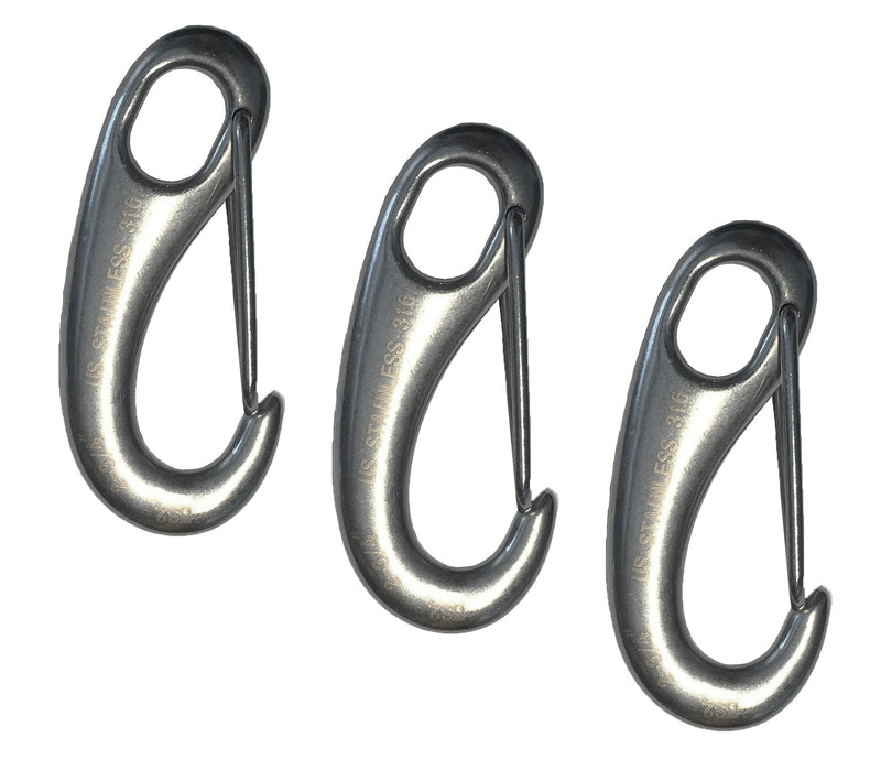 [Australia - AusPower] - 3 Pieces Stainless Steel 316 Spring Snap Lobster Claw 2 3/4" Marine Grade 
