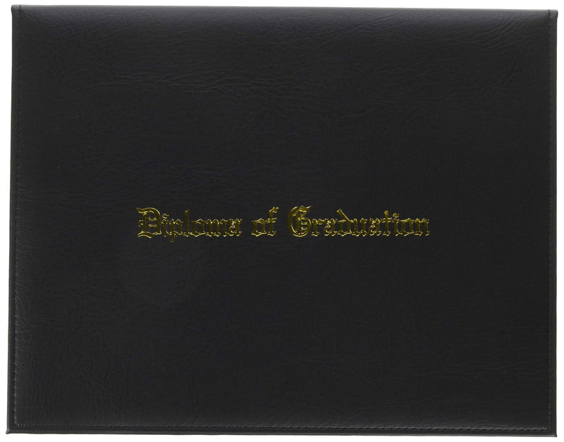 [Australia - AusPower] - Certificate Cover Imprinted"Diploma of Graduation" Smooth Diploma Cover 8.5" x 11" Grad Days(Black) Black 