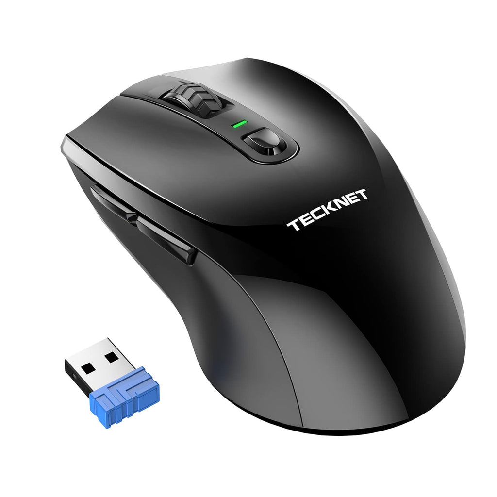 [Australia - AusPower] - TECKNET Wireless Mouse, 2.4G USB Mouse, Computer Mouse with 6 Level Adjustable DPI , USB Nano Receiver Cordless Mouse for Laptop, Windows, Chromebook, Office PC (Black) black 