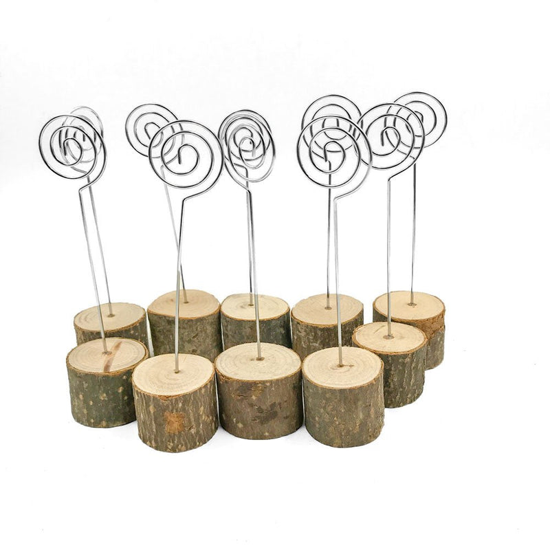 [Australia - AusPower] - senover Rustic Real Wood Base Wedding Table Name Number Holder Party Decoration Card Holders Picture Memo Note Photo Clip Holder (10pcs Table Numbers) 