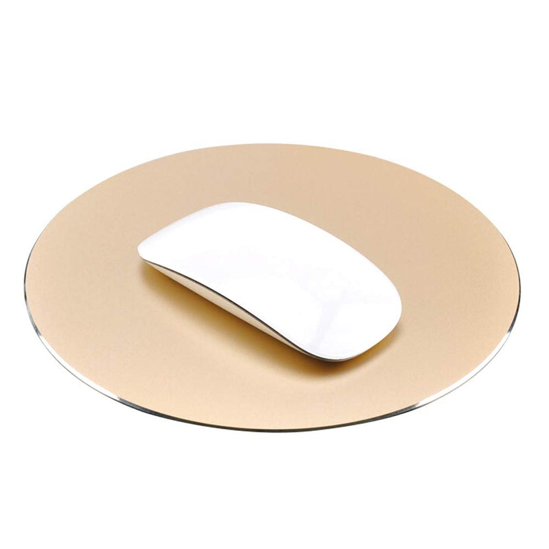 [Australia - AusPower] - ProElife Premium Aluminum Metal Mouse Pad Mice Mat 8.66 inch (Round, Champagne Gold) Round-Champagne Gold 