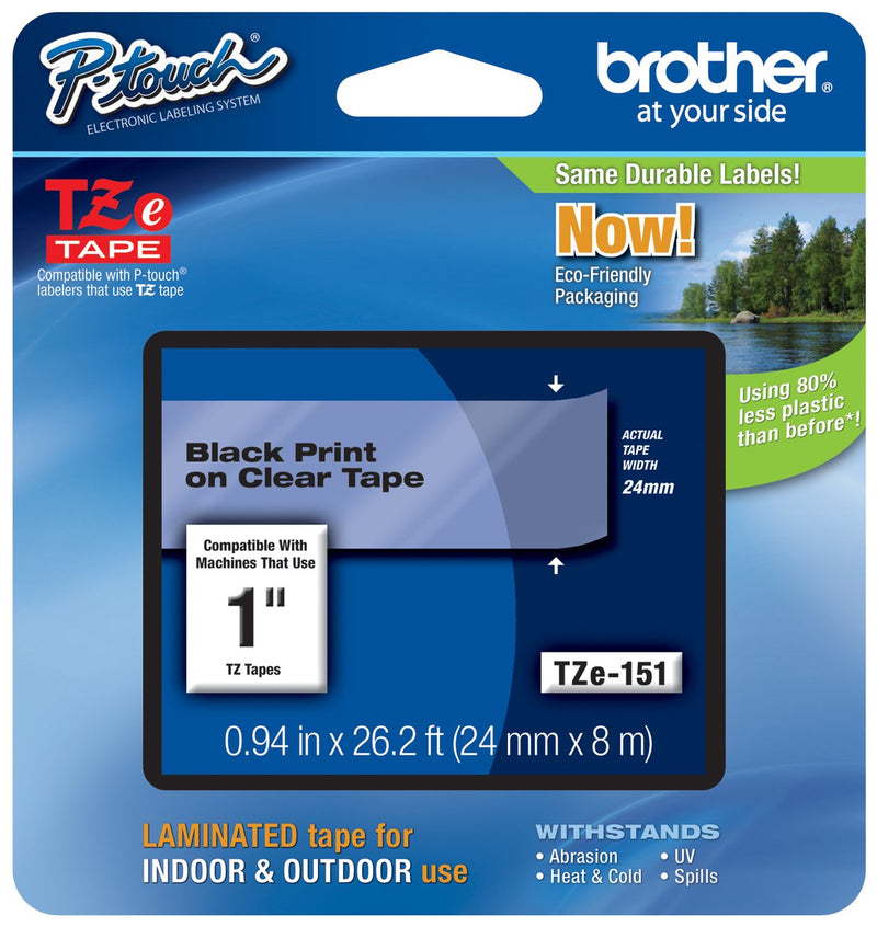 [Australia - AusPower] - Genuine Brother 1" (24mm) Black on Clear TZe P-touch Tape for Brother PT-2700, PT2700 Label Maker 
