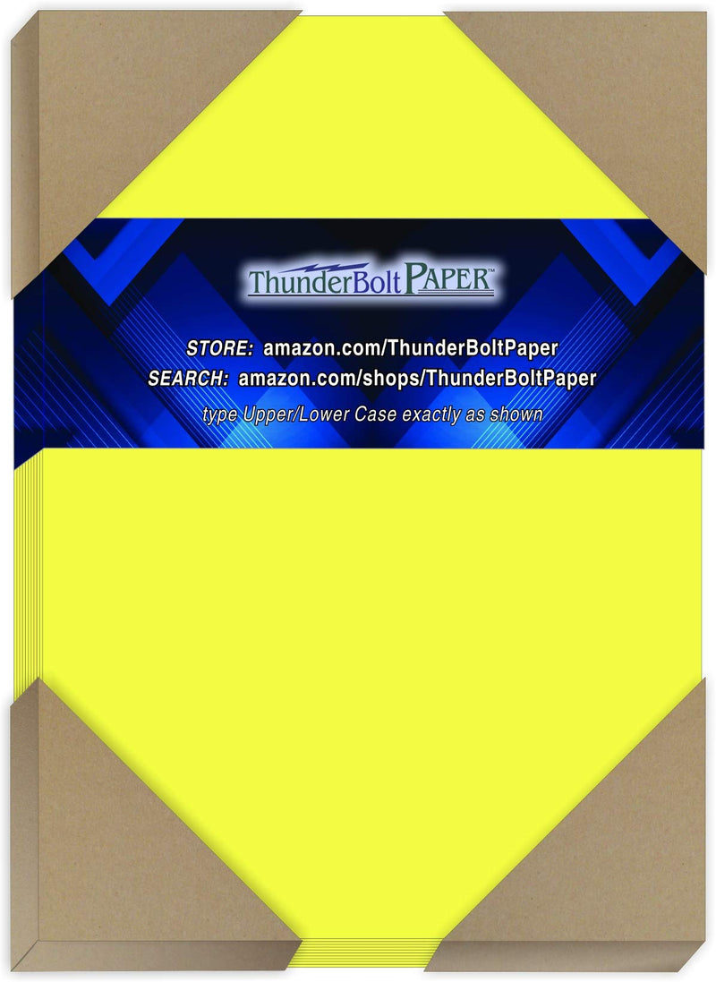 [Australia - AusPower] - 50 Bright Neon Yellow Fluorescent Color Cardstock - 5" X 7" (5X7 Inches) Photo|Card|Frame Size - 65# lb/Pound Light Card Weight Cover Paper - Quality Printable Smooth Surface Sheets 