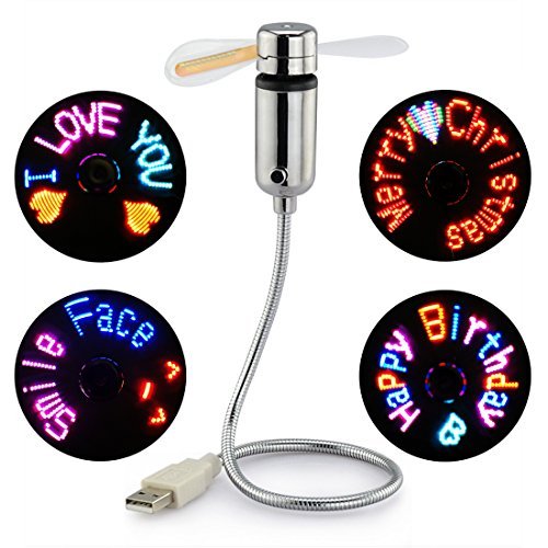 [Australia - AusPower] - USB Fan with LED Display, SAYTAY Small Personal Portable Programmable LED Fan, Funny USB Toy Gadgets Gifts for Men Women Office Home USB FAN 