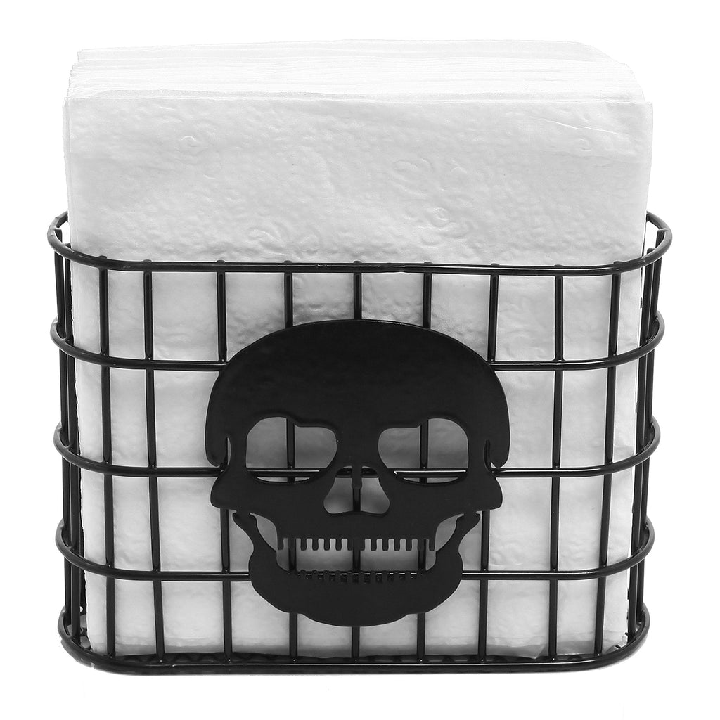 [Australia - AusPower] - MyGift Skull Design Tabletop Napkin Holder, Metal Wire Paper Towel Dispenser, Black 