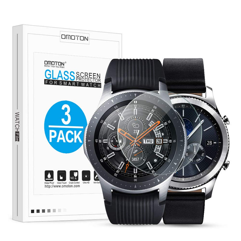 [Australia - AusPower] - OMOTON Tempered Glass Screen Protector Compatible Samsung Galaxy Watch 46mm (2018) & Gear S3 [3 Pack] 