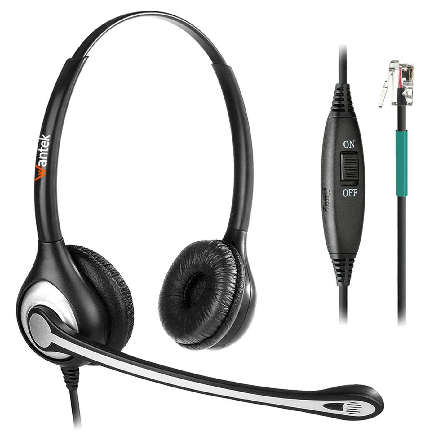 Wantek Corded Telephone Headset Dual w Noise Canceling Mic