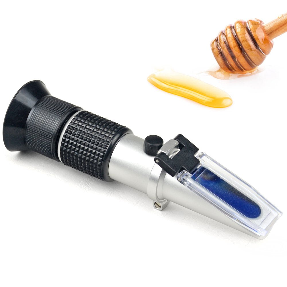 [Australia - AusPower] - Honey Refractometer for Honey Moisture, Brix and Baume, 3-in-1 Uses, 58-90% Brix Scale Range Honey Moisture Tester, with ATC, Ideal for Honey, Maple Syrup, and Molasses, Bee Keeping Supplies 