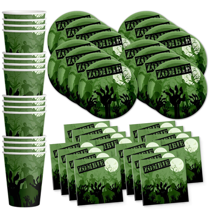 [Australia - AusPower] - Zombie Birthday Party Supplies Set Plates Napkins Cups Tableware Kit for 16 