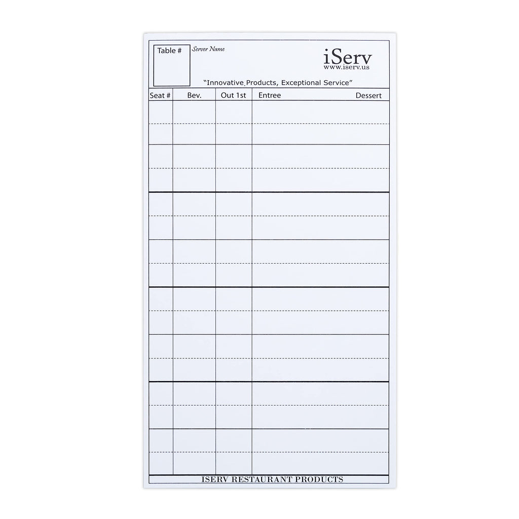 [Australia - AusPower] - iServ Order pads (10 pack) for Servers/Waitresses -Made in USA- Designed to keep Waitstaff Professionals Organized- Guest checks Order pads fits in waiter book 