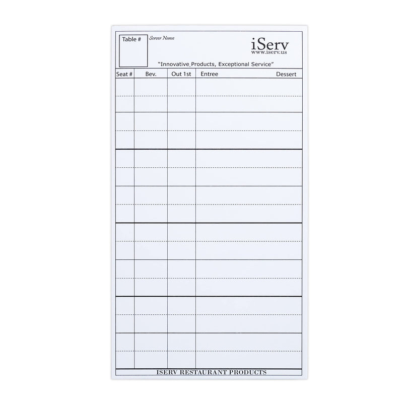 [Australia - AusPower] - iServ Order pads (10 pack) for Servers/Waitresses -Made in USA- Designed to keep Waitstaff Professionals Organized- Guest checks Order pads fits in waiter book 