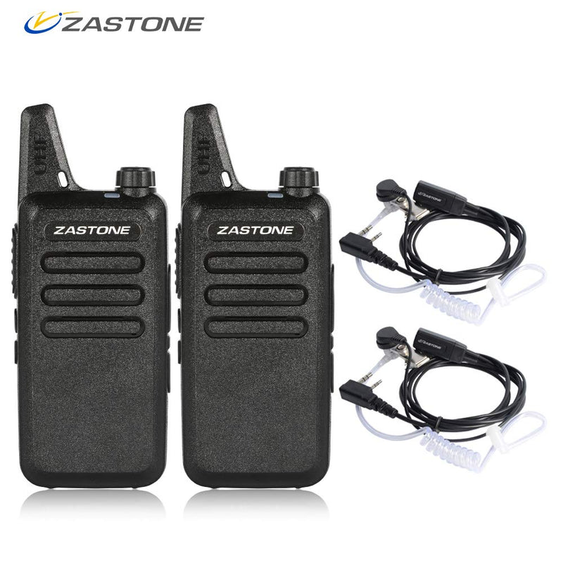 [Australia - AusPower] - Zastone X6 Rechargeable Long Range Two-Way Radios with Earpiece 2 Pack 3W 16-Channel UHF Walkie Talkies 2Pack Black01 