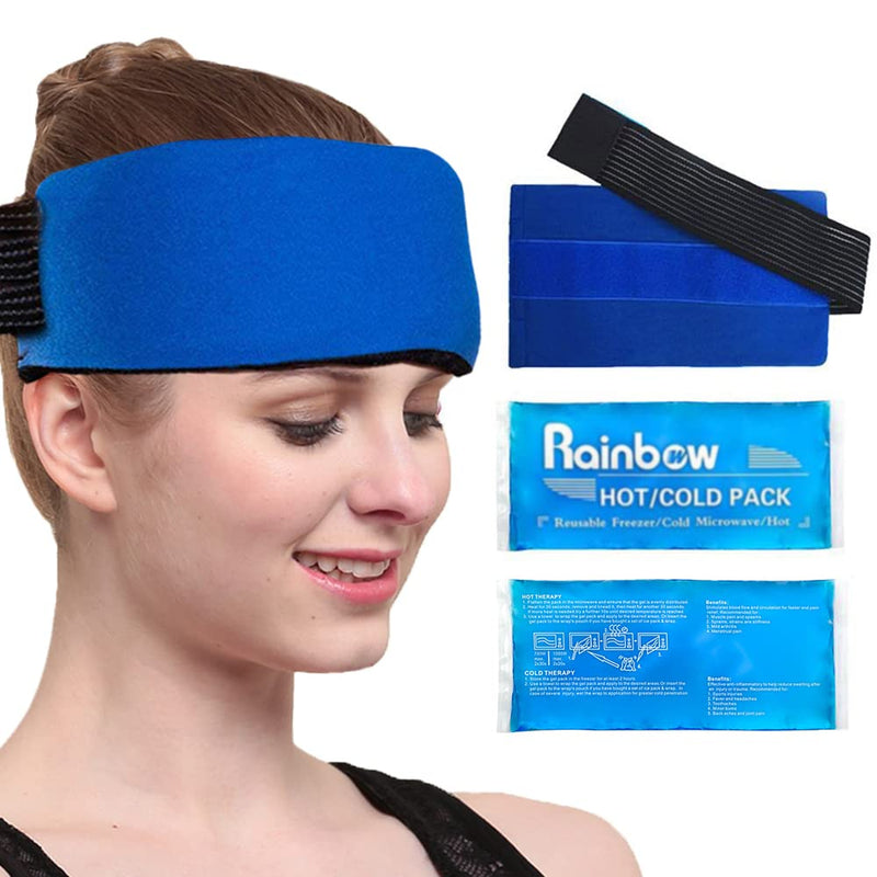 [Australia - AusPower] - Reusable Hot and Cold Packs for Injuries, 2 Flexible Gel Ice Pack Cold Hot Compress for Joint Pain, Muscle Soreness, Tension Headache, Adjustable Therapy Wrap for Knees, Back, Shoulders, Arms and Legs 9.8" X 4.3" - 2 Ice Packs & Wrap 
