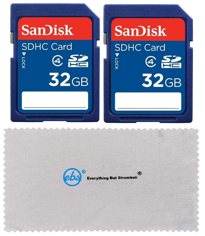 [Australia - AusPower] - 2 Pack SanDisk 32 GB Class 4 SDHC Flash Memory Card Retail works with Moultrie M-990i, A-7i , M-888 Mini, PANORAMIC 150 Game Trail Cameras - With Everything But Stromboli Microfiber Cloth 