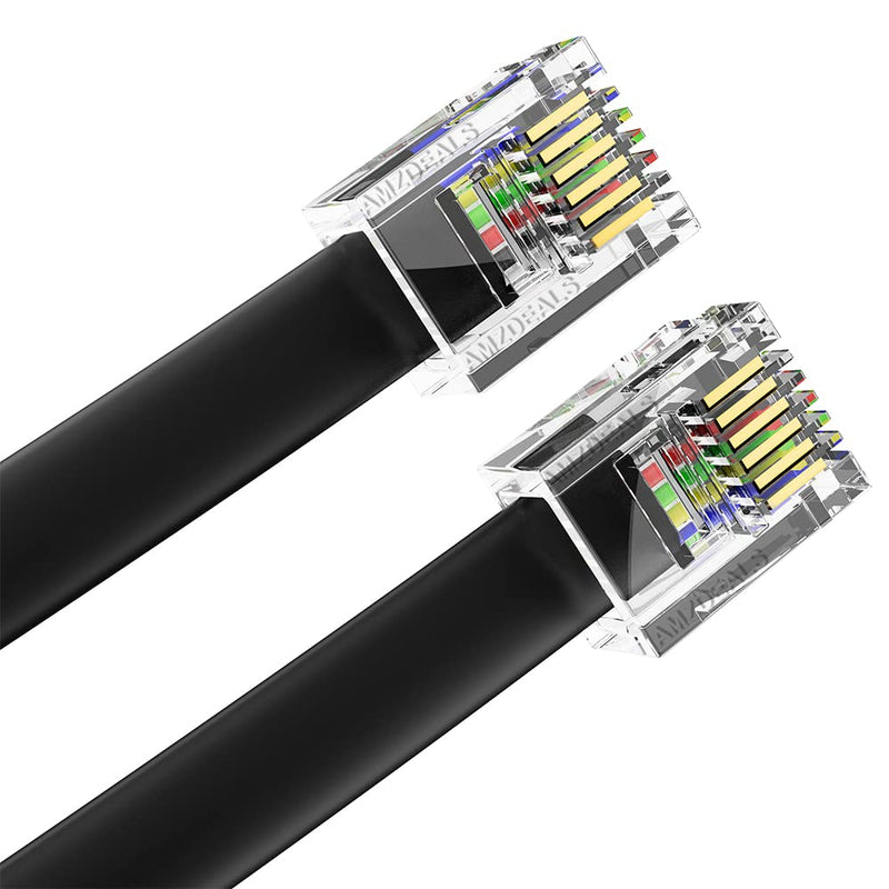 [Australia - AusPower] - (2 Pack) 3 Feet Black RJ12 6P6C Reverse Wired Cable for Voice, Professional Grade Made in USA, Modular Telephone Cord 36" 