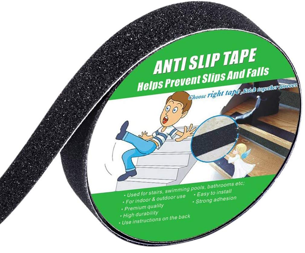 [Australia - AusPower] - Anti Slip Tape, High Traction,Strong Grip Abrasive, Not Easy Leaving Adhesive Residue, Indoor & Outdoor (1" Width x 190" Long, Black) 1" Width x 190" Long 