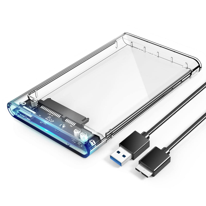 [Australia - AusPower] - ORICO 2.5'' USB 3.0 External Hard Drive Enclosure USB3.0 to SATA Portable Clear Hard Disk Case for 2.5 inch 7mm 9.5mm SATA HDD SSD Max 4TB Support UASP and Tool-Free(2139U3) 