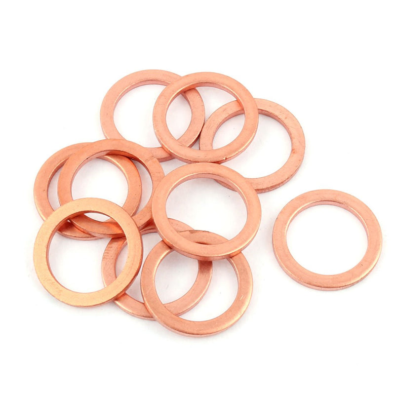 [Australia - AusPower] - uxcell a16072700ux0585 20mm x 16mm x 2mm Flat Ring Copper Crush Washer Sealing Gasket Fastener Copper (Pack of 10) 