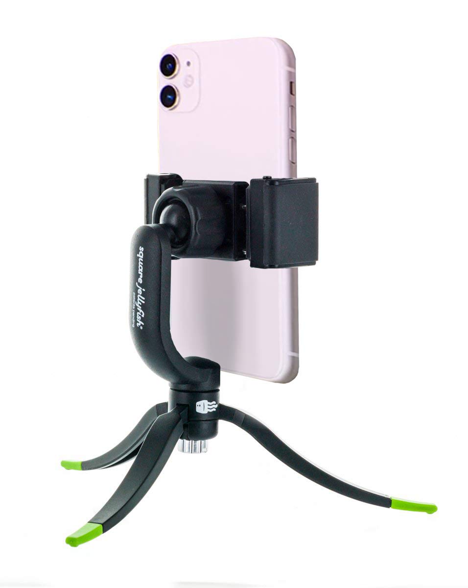 [Australia - AusPower] - Square Jellyfish Cell Phone Tripod Stand and Cell Phone Mount - Smartphone Tripod Compatible with All iPhone and Android Smartphones - Small Tripod, Handheld for Video, Desk, or Traveling Tripod and 360 Mount 