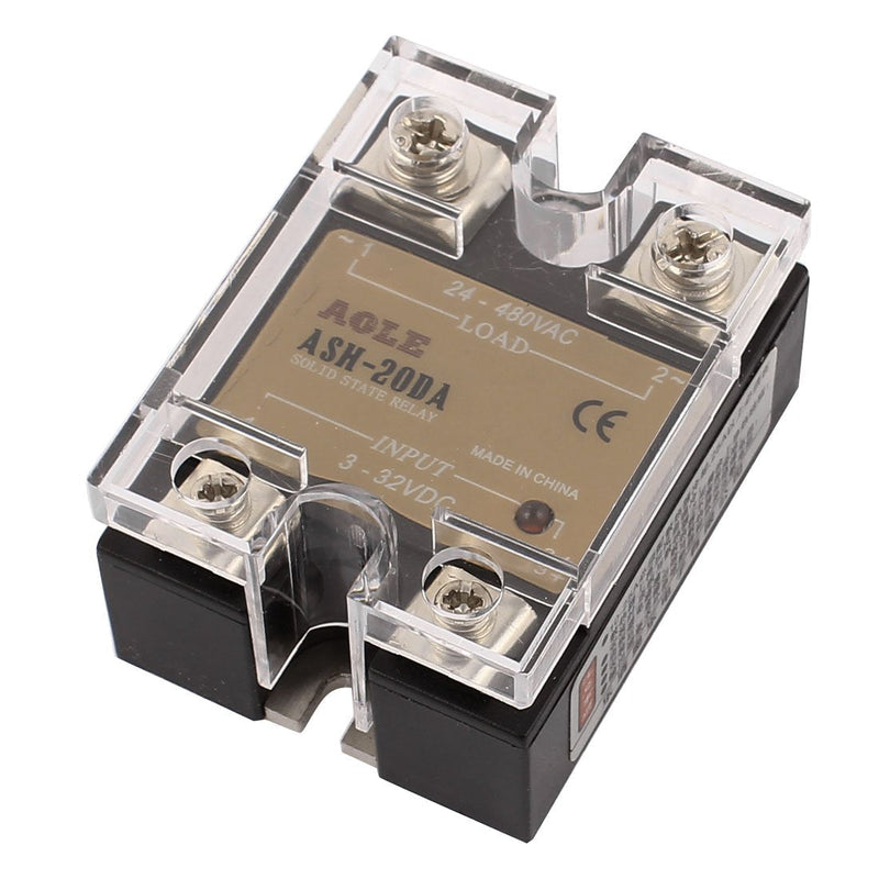 [Australia - AusPower] - uxcell ASH-20DA 3-32VDC to 24-480VAC 20A Single Phase Solid State Relay Relay DC to AC Relay 