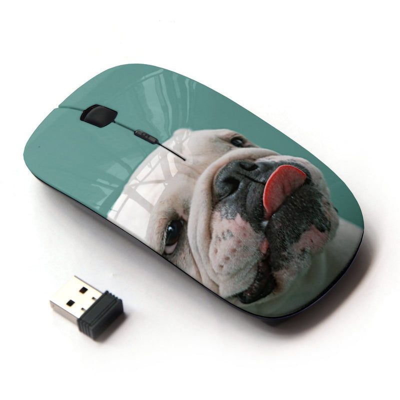 [Australia - AusPower] - KOOLmouse [ Optical 2.4G Wireless Mouse ] [ English Bulldog Puppy Teal White Dog ] 