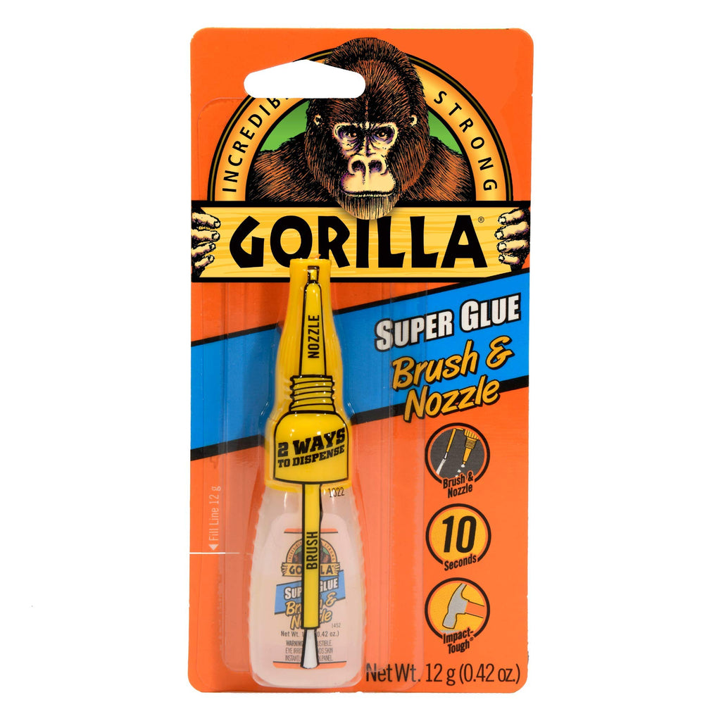 [Australia - AusPower] - Gorilla Super Glue with Brush & Nozzle Applicator, 12 Gram, Clear, (Pack of 1) 1 - Pack 