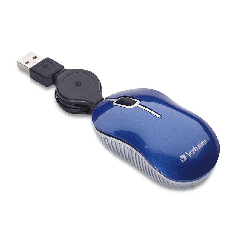 [Australia - AusPower] - Verbatim USB Corded Mini Travel Optical Wired Mouse for Mac and PC - Commuter Series Blue 
