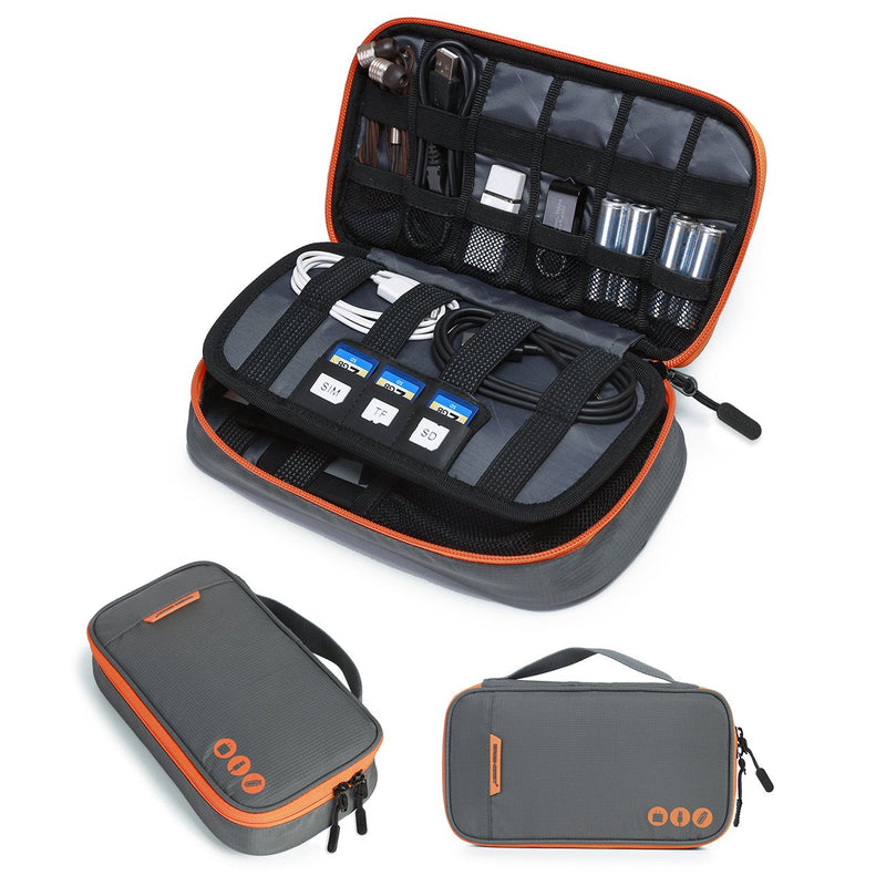 [Australia - AusPower] - BAGSMART Electronic Organizer Travel Cable Organizer Bag Portable Electronic Accessories Bag for Cable, USB, Grey Grey and Orange 